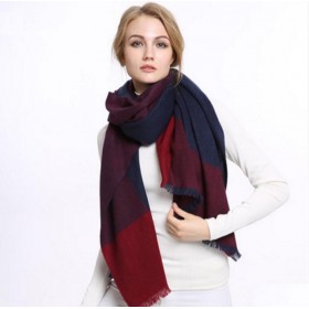 Pure Cashmere Scarves Navy Plaid Women Fashional Winter Scarf